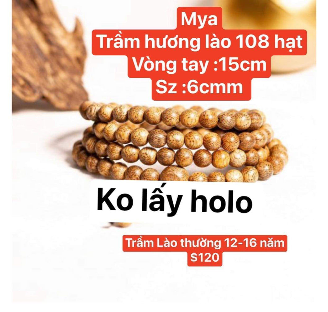 Trầm Hương ( Mya) vòng 108 hạt ko holo